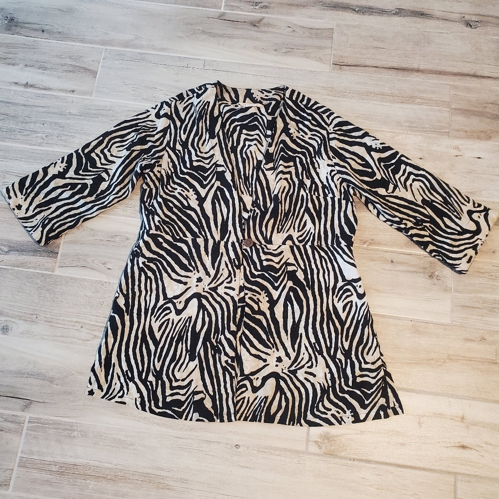 Soft Surroundings Medium Jacket Kimono Zella Topper Cover Up Animal Zebra Print